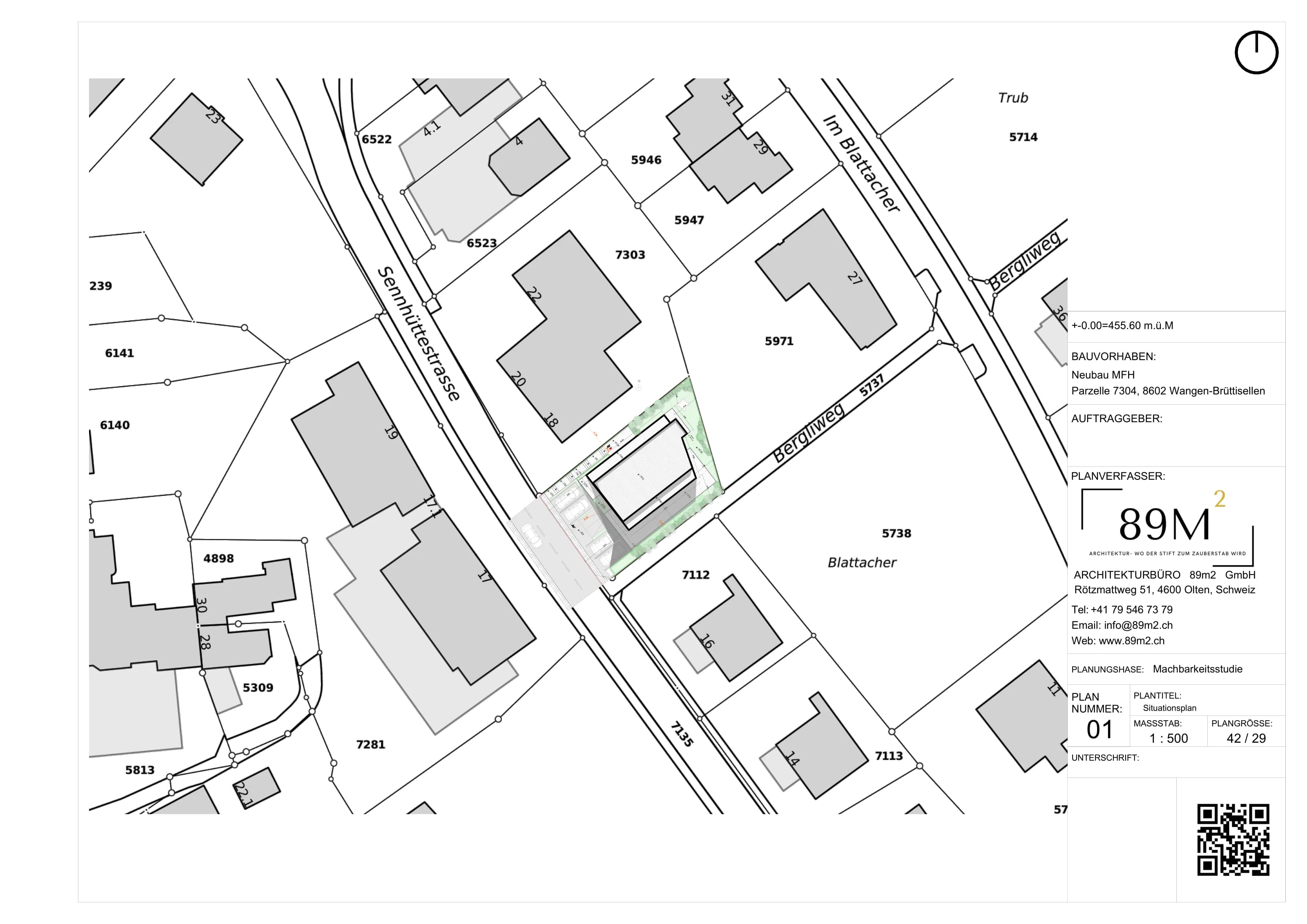 Planung eines Mehrfamilienhauses in Wangen-Brüttisellen – Situationsplan