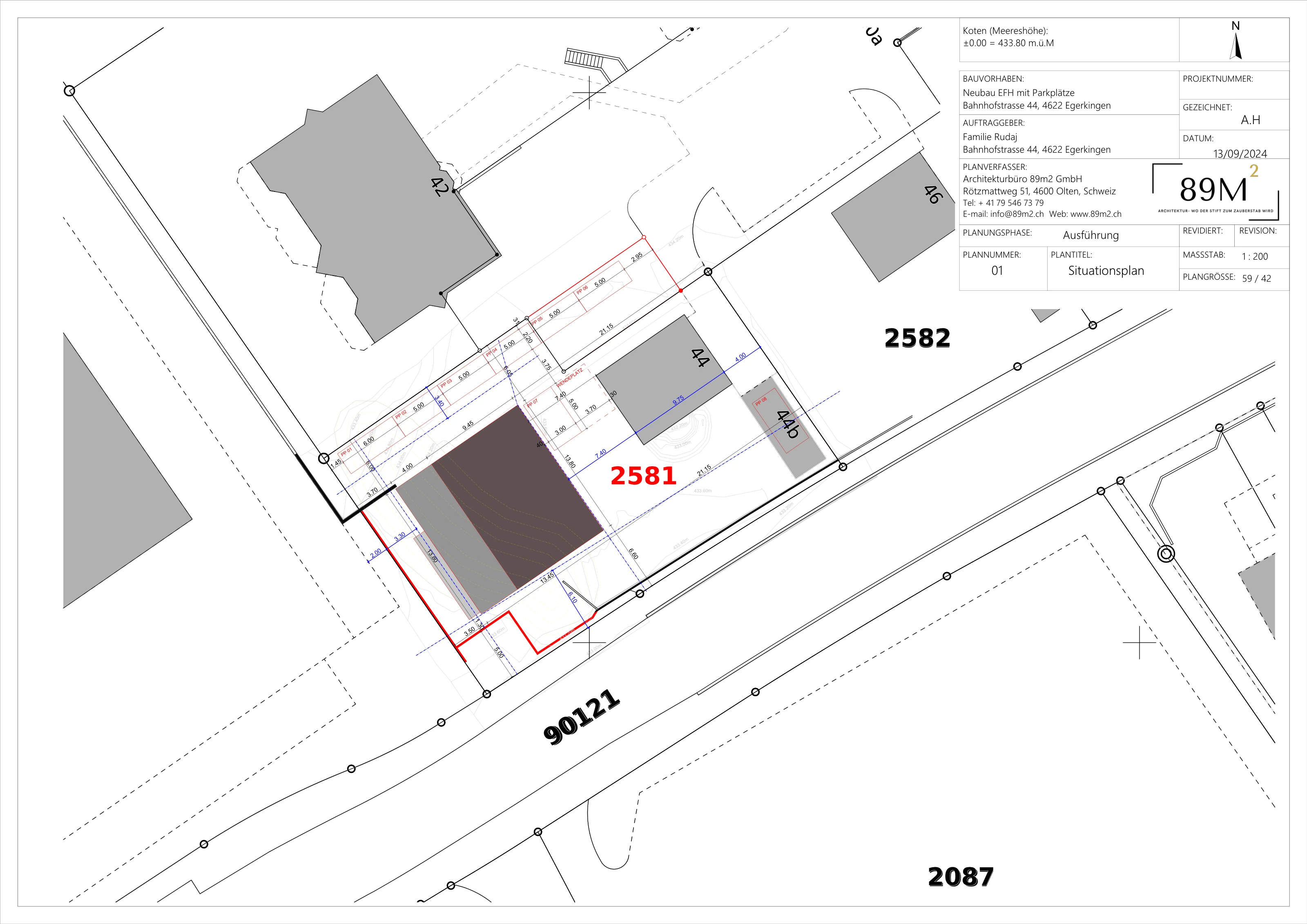 Planung und Anbau eines Mehrfamilienhauses in Egerkingen – Situationsplan