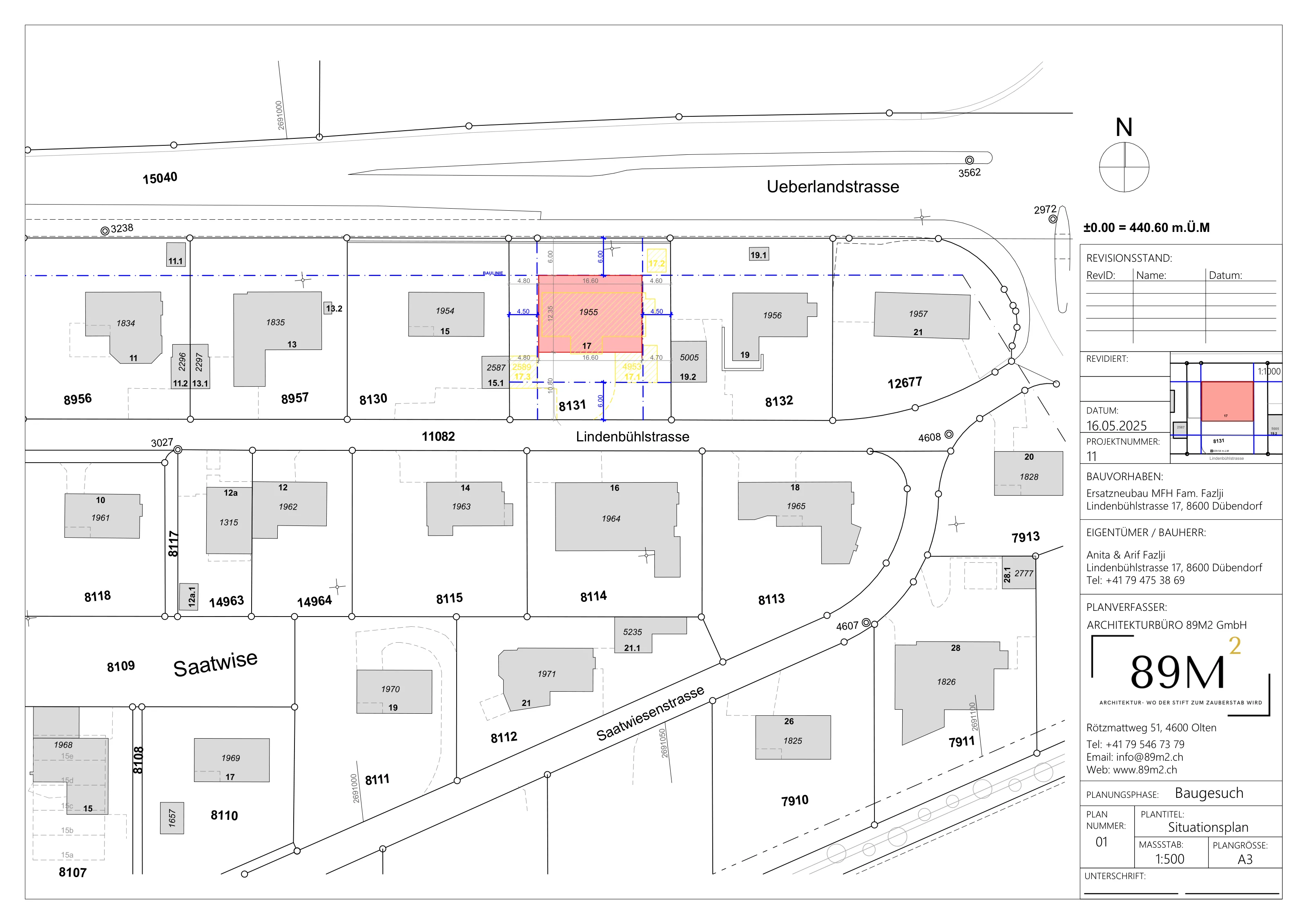 Planung und Umsetzung eines Mehrfamilienhauses in Dübendorf, Zürich – Situationsplan